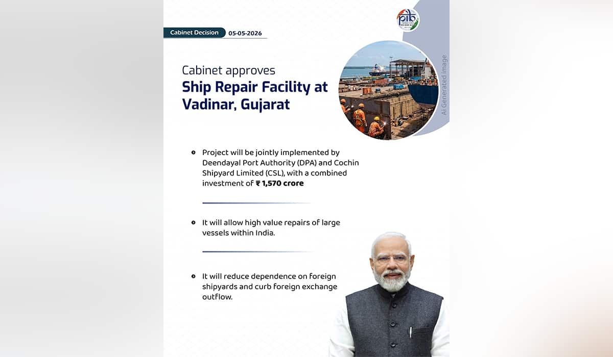 Cabinet approves Ship Repair Facility at Vadinar, Gujarat