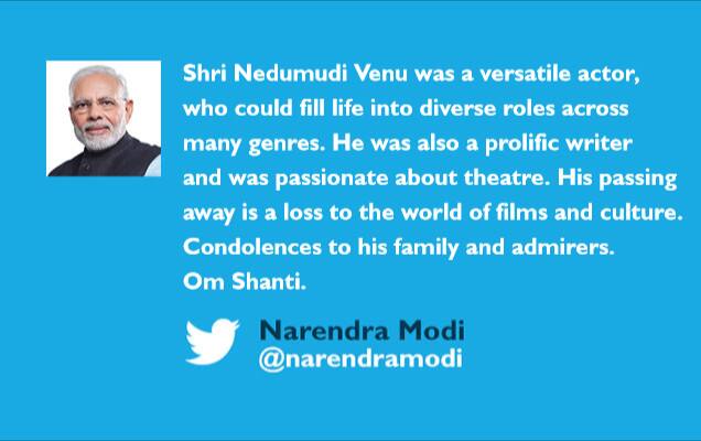 PM condoles the demise of actor Shri Nedumudi Venu