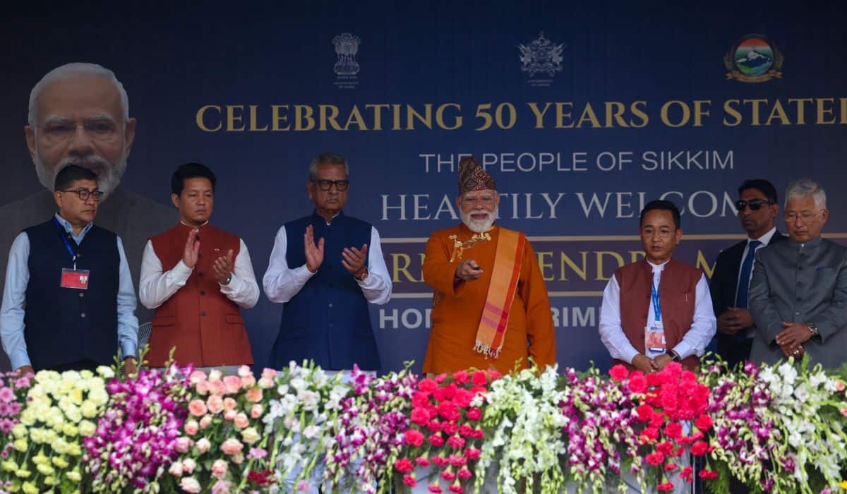 PM Modi participates in  the closing ceremony of Sikkim’s 50th Year of Statehood celebrations in Gangtok, Sikkim