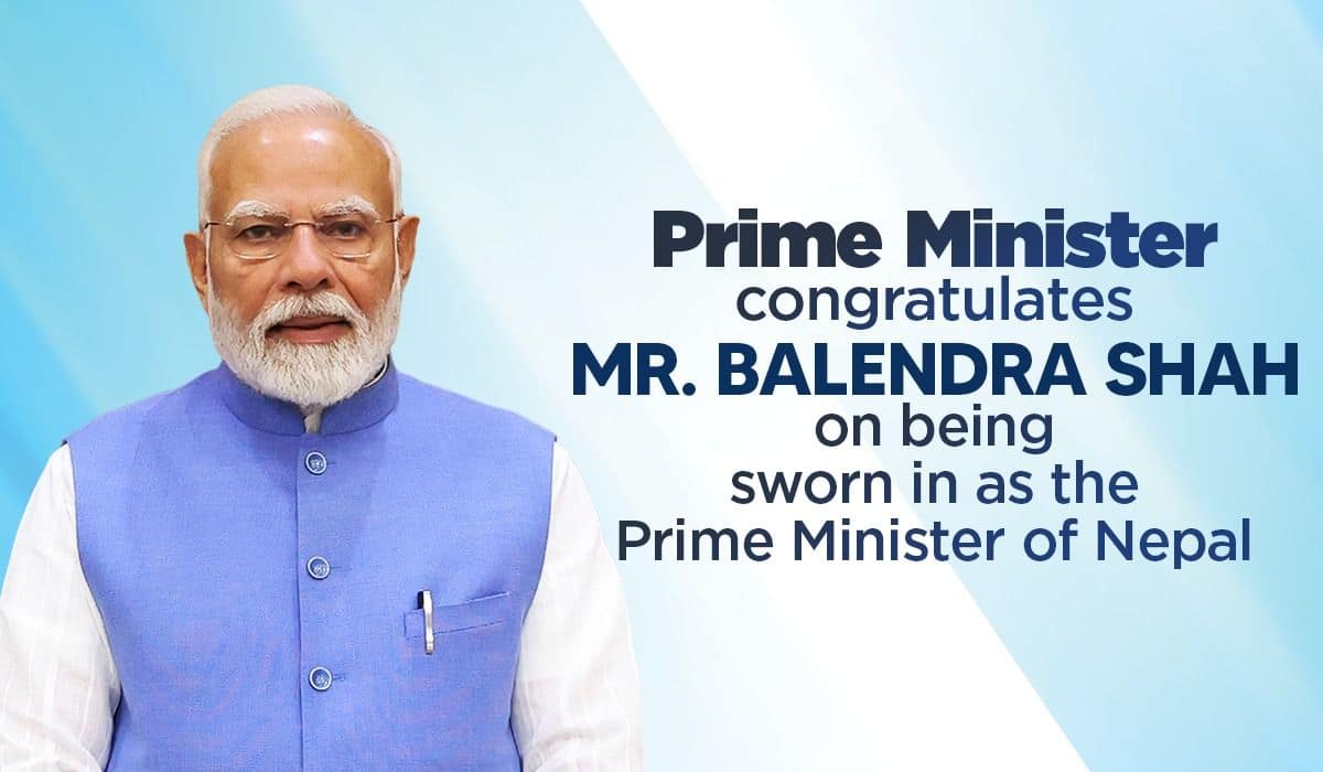 Prime Minister congratulates Mr. Balendra Shah on being sworn in as the Prime Minister of Nepal
