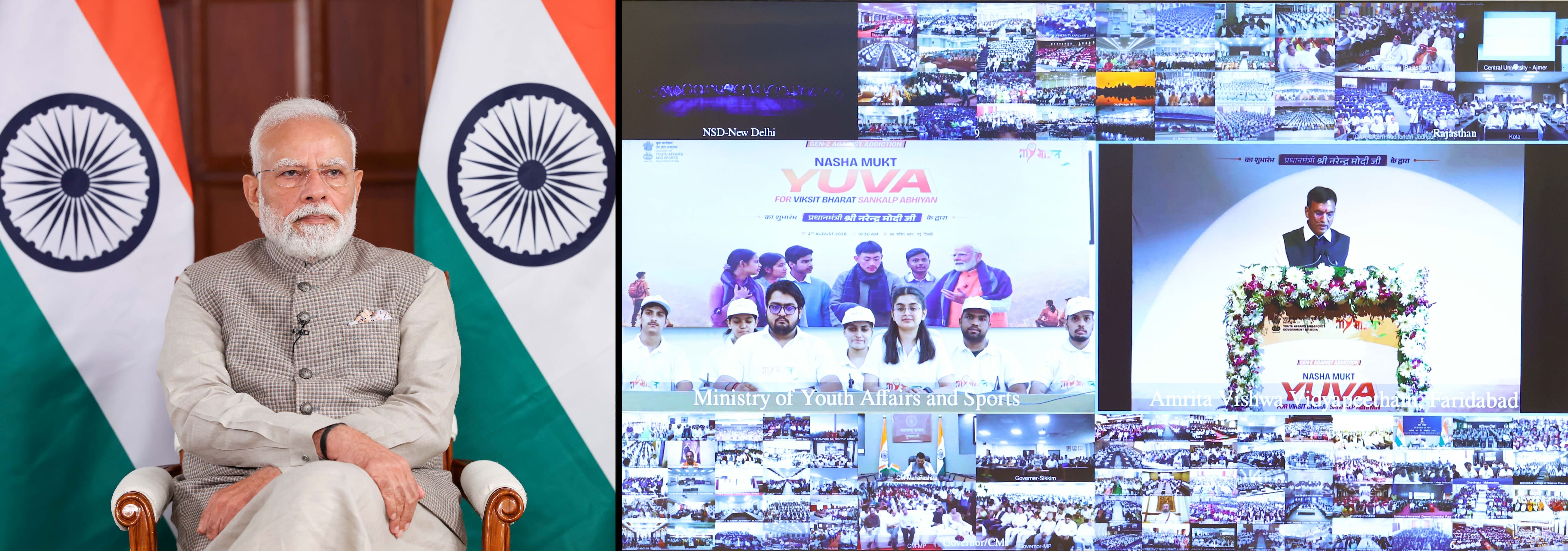 PM Modi launches ‘Nasha Mukt Yuva for Viksit Bharat Sankalp Abhiyan’