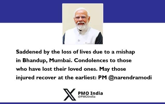 Prime Minister condoles the loss of lives due to a mishap in Bhandup, Mumbai
