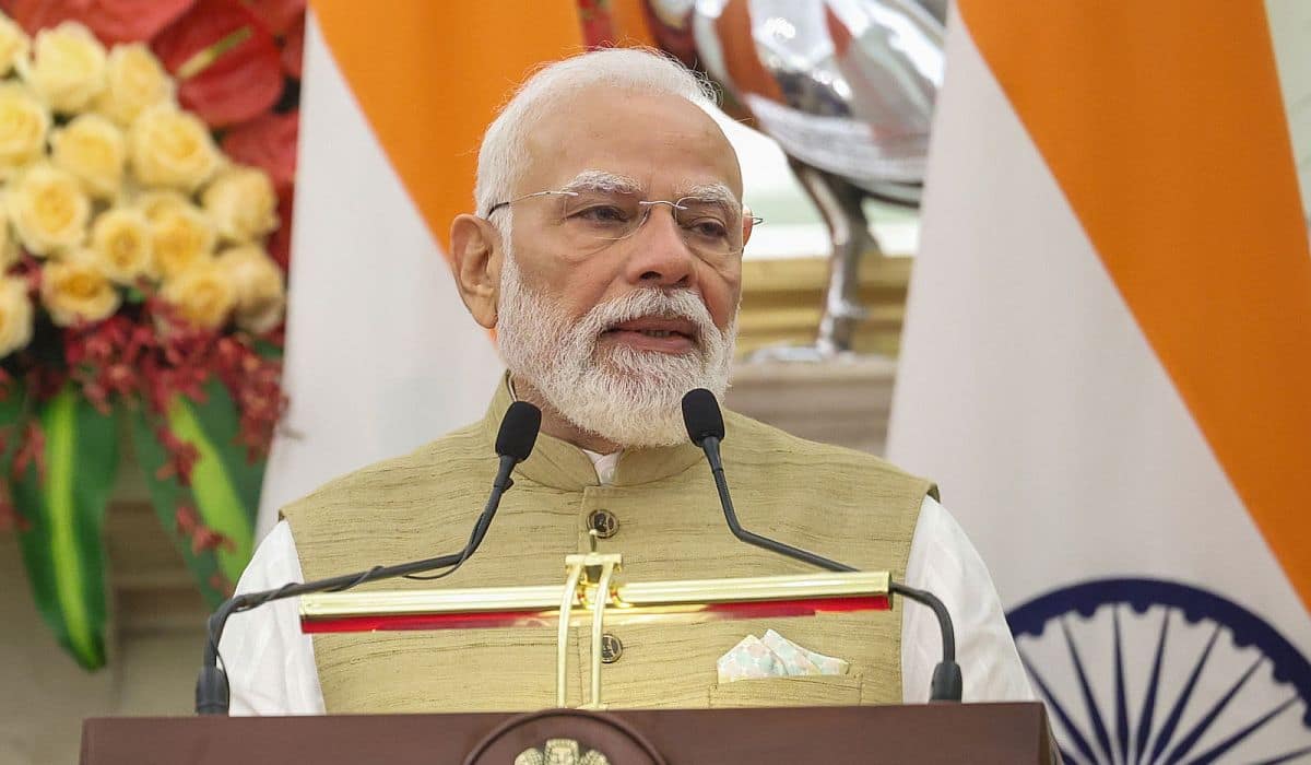 Prime Minister Narendra Modi, PM Carney of Canada attend joint press meet at Hyderabad House, New Delhi