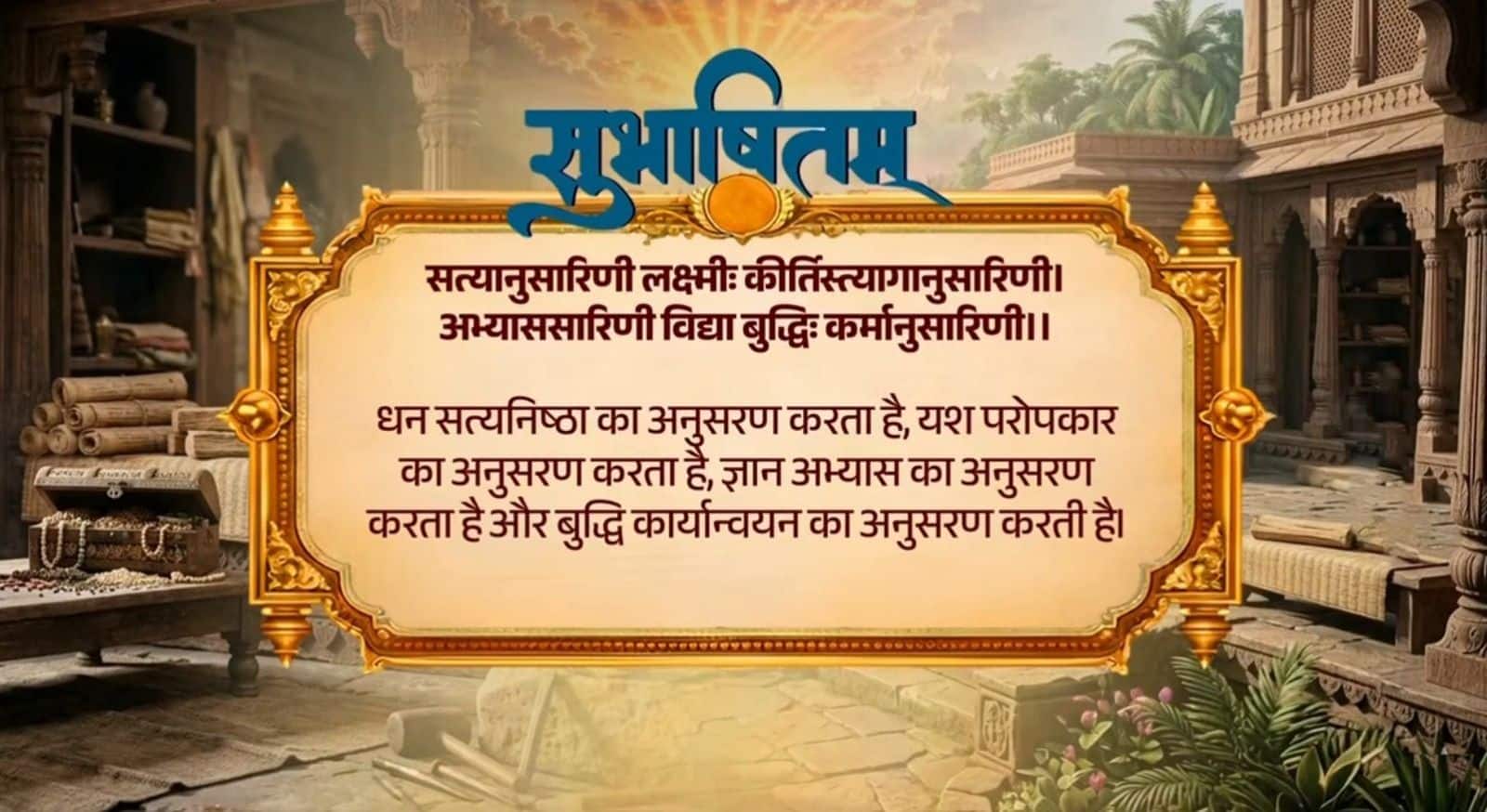 Prime Minister shares Sanskrit Subhashitam highlighting the virtues of truth, service, learning and action