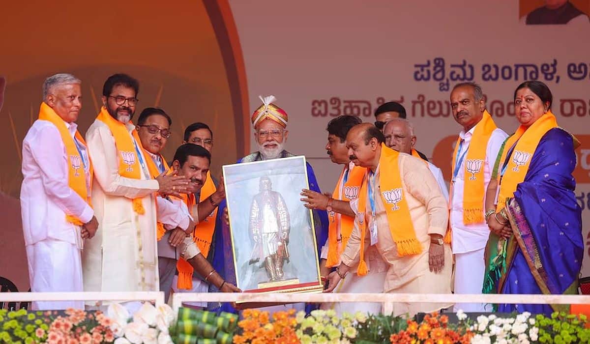 PM Modi addresses a mega public meeting in Bengaluru, Karnataka