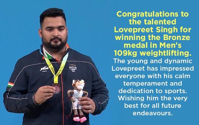 PM congratulates Lovepreet Singh for winning Bronze medal