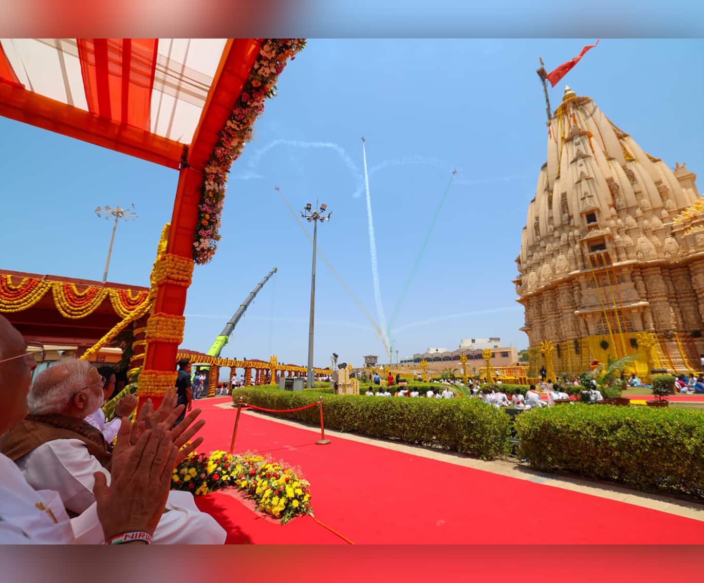 Prime Minister witnesses a breathtaking flypast by the IAF’s Suryakiran Team at Somnath