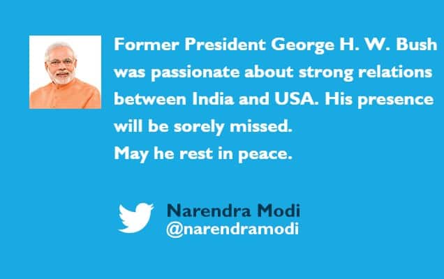 PM condoles the passing away of former US President George H .W. Bush