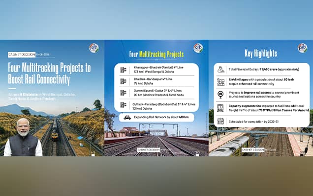 Cabinet clears Rs 13,041 crore rail & road projects; Howrah-Chennai line to be quadrupled  