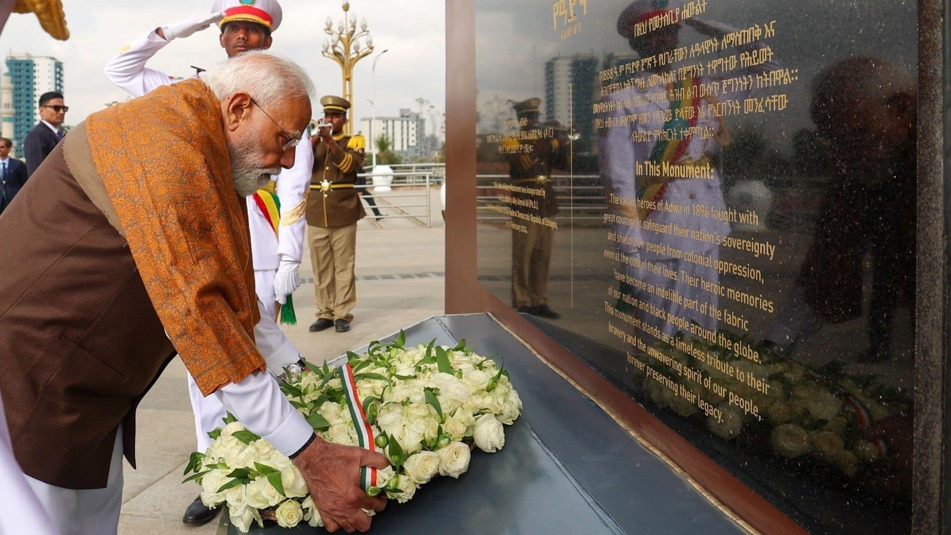 Prime Minister pays respects at the Adwa Victory Monument in Addis Ababa, Ethiopia