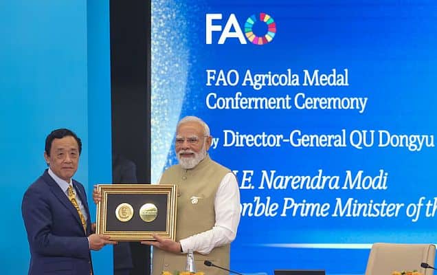 PM Modi conferred Food and Agricultural Organisation's highest honour, Agricola Medal, for contribution to global food security