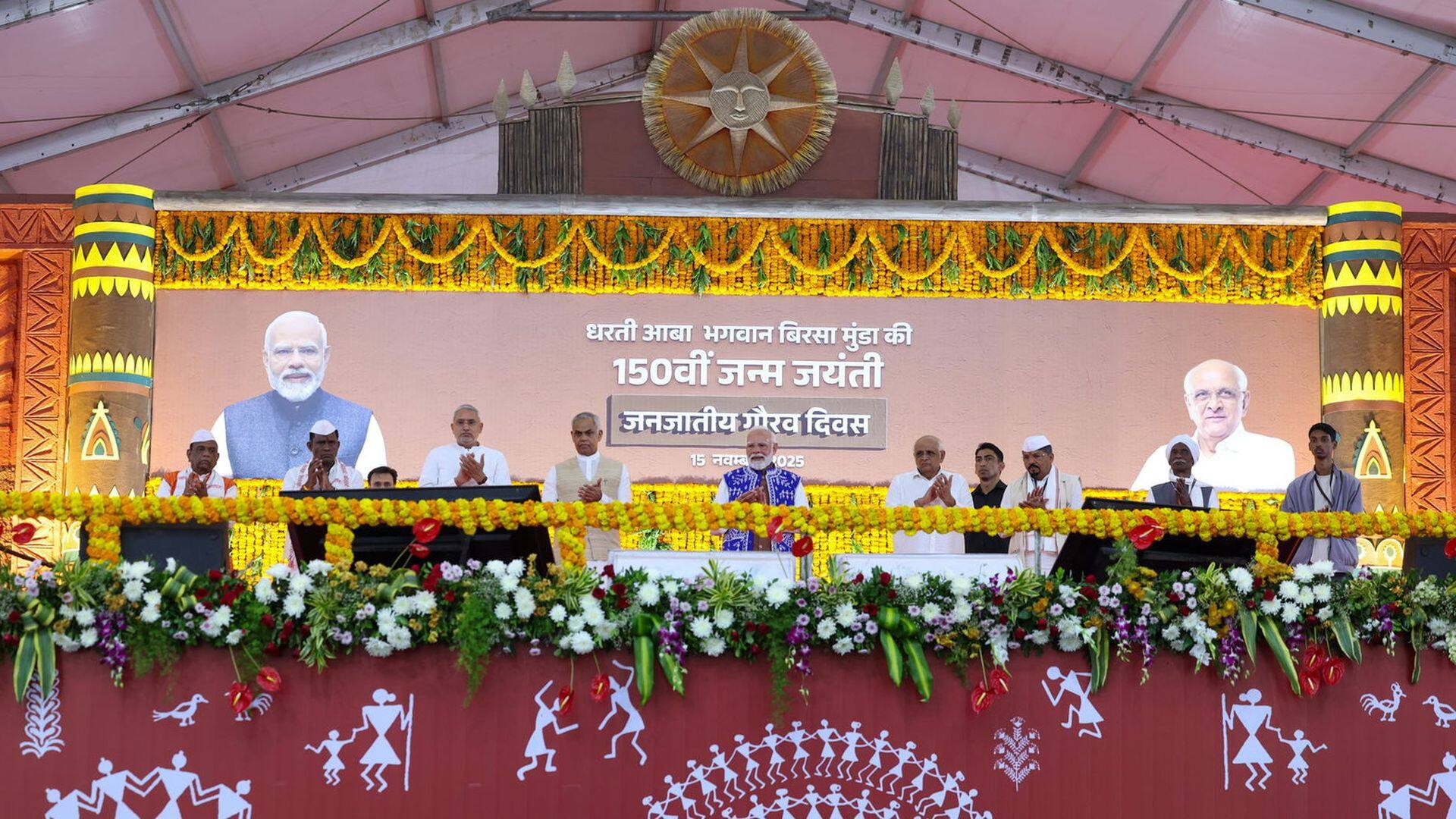 PM Modi addresses the Janjatiya Gaurav Diwas programme in Dediapada, Gujarat 