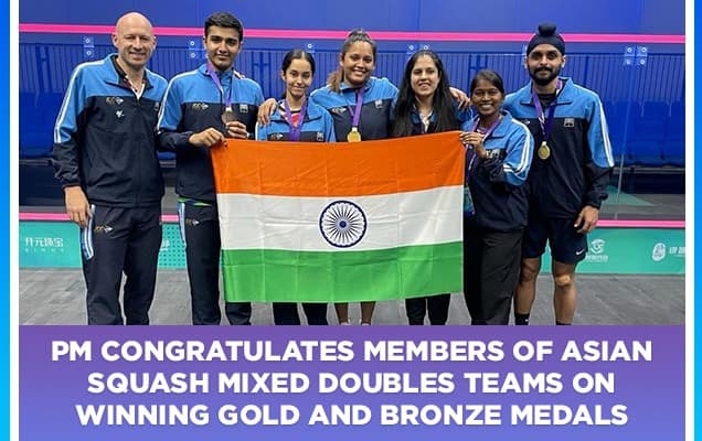 PM congratulates members of Asian Squash Mixed Doubles teams on winning