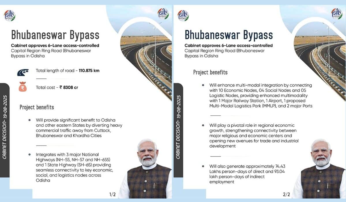 Cabinet approves 6-Lane Ring Road project in Odisha worth Rs.8307.74 crore