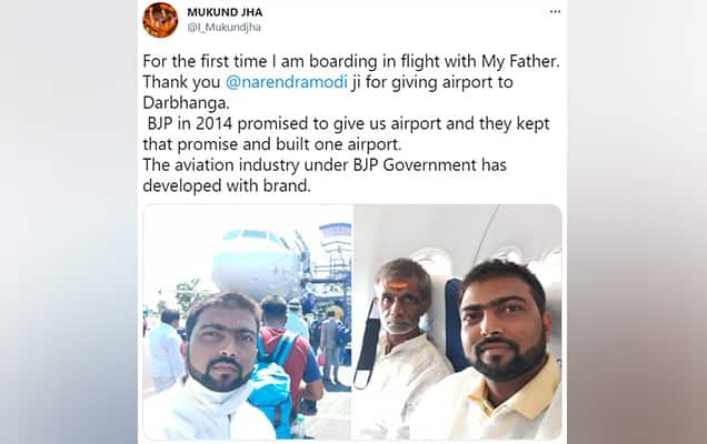 PM Modi responds to passenger from Bihar boarding flight for first time with his father from Darbhanga airport