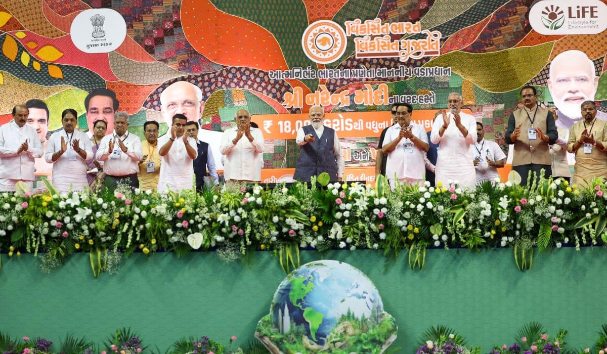 PM Modi inaugurates, dedicates to the nation and lays the foundation stone of multiple development projects worth over ₹18,800 crore in Surat, Gujarat