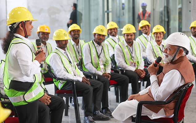 PM Modi Visits Bullet Train Station In Gujarat, Interacts With Team Behind Ambitious Project