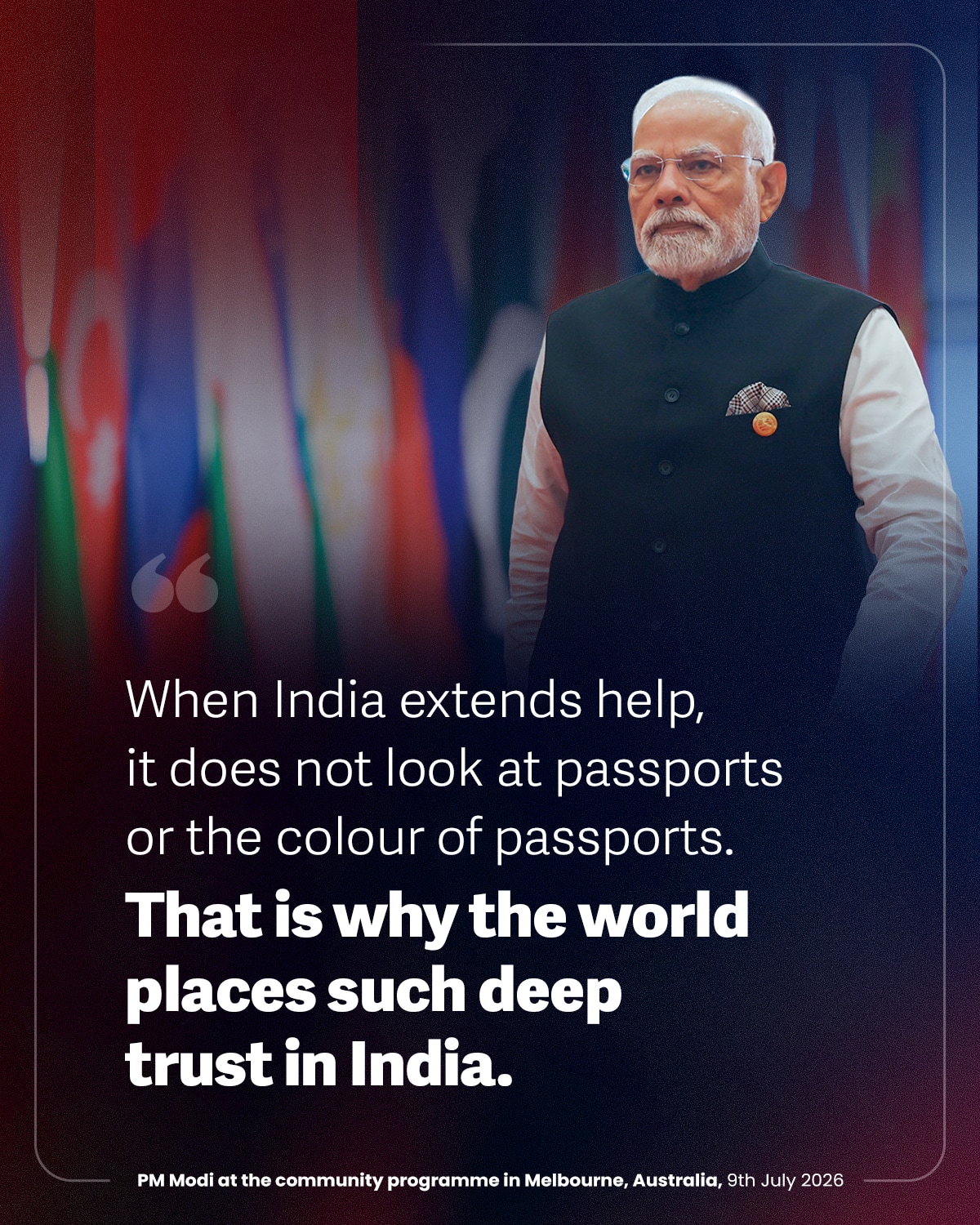 When India extends help, it does not look at passports or the colour of passports. That is why &hellip;
