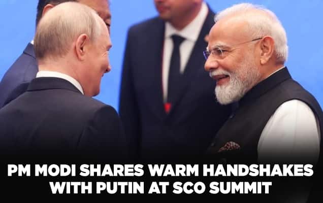 PM Modi shares warm handshakes with Putin at SCO Summit 