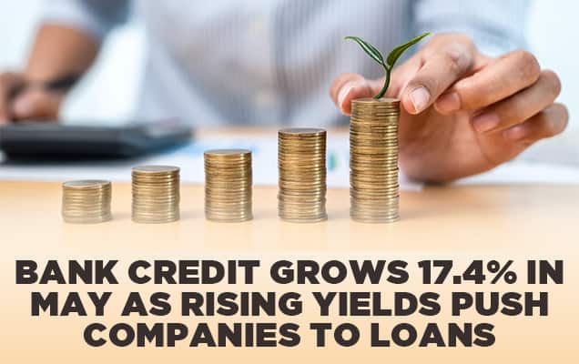 Bank credit grows 17.4% in May as rising yields push companies to loans