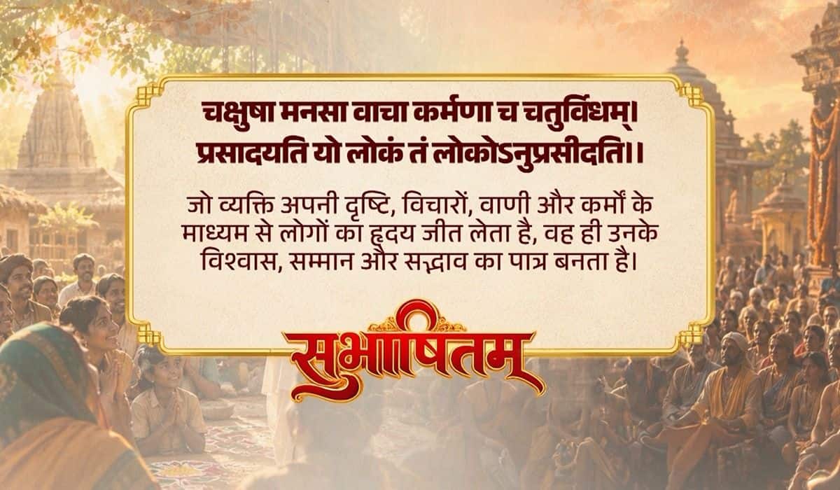 Prime Minister shares a Sanskrit Subhashitam, highlighting the power of winning hearts through vision, thoughts, words, and actions