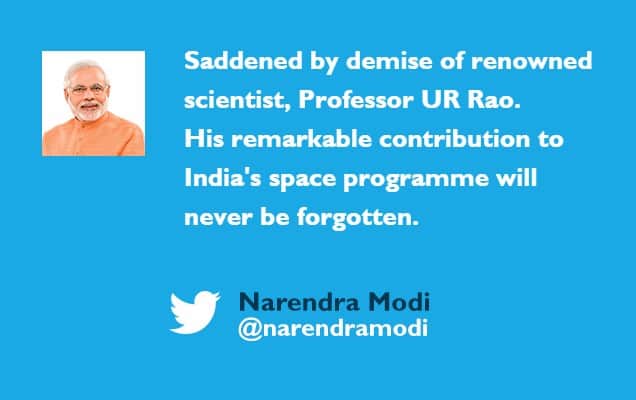 PM condoles the demise of Professor U R Rao