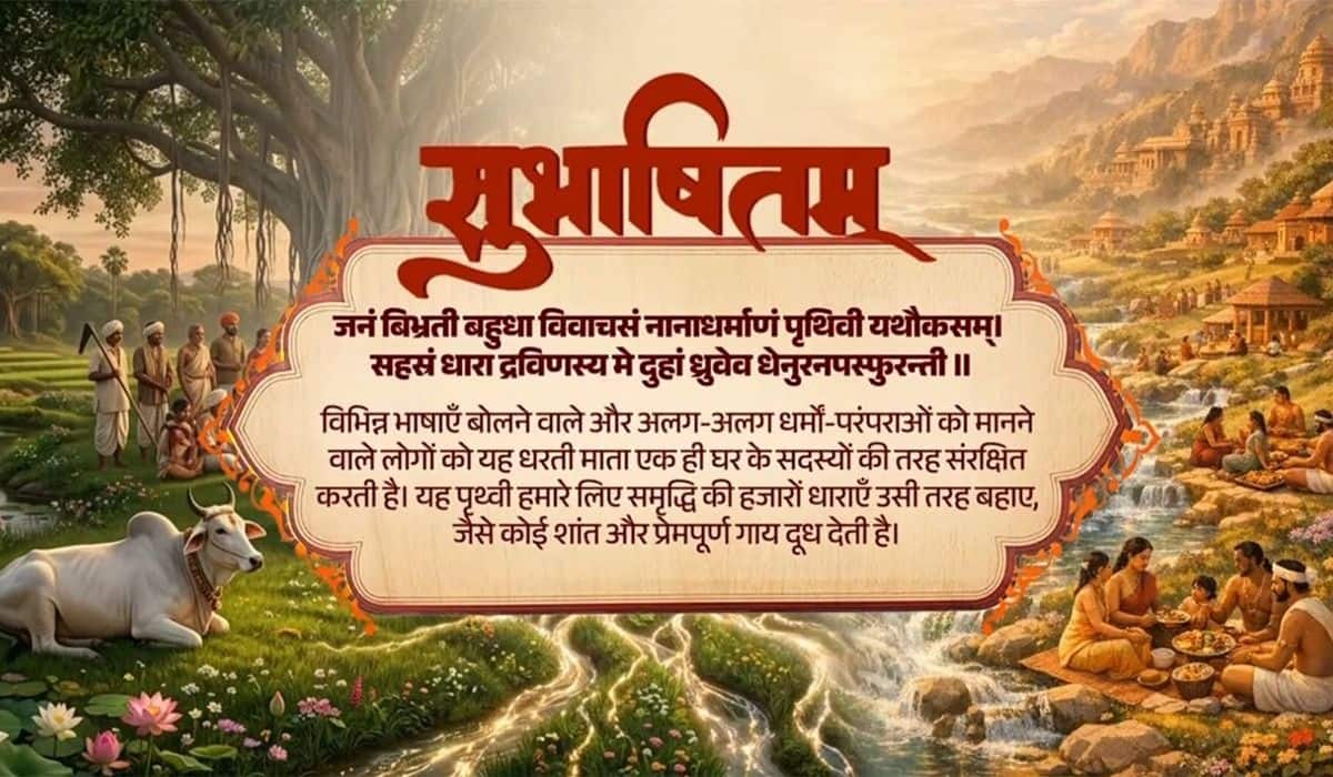 Prime Minister shares a Sanskrit Subhashitam highlighting Mother Earth's embrace of diverse people as members of a single household