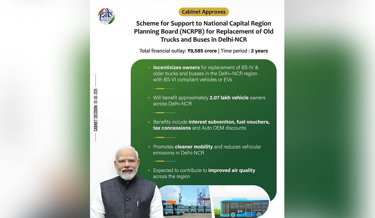 Cabinet approves Scheme for support to NCRPB for replacement of old trucks and buses in Delhi-NCR area