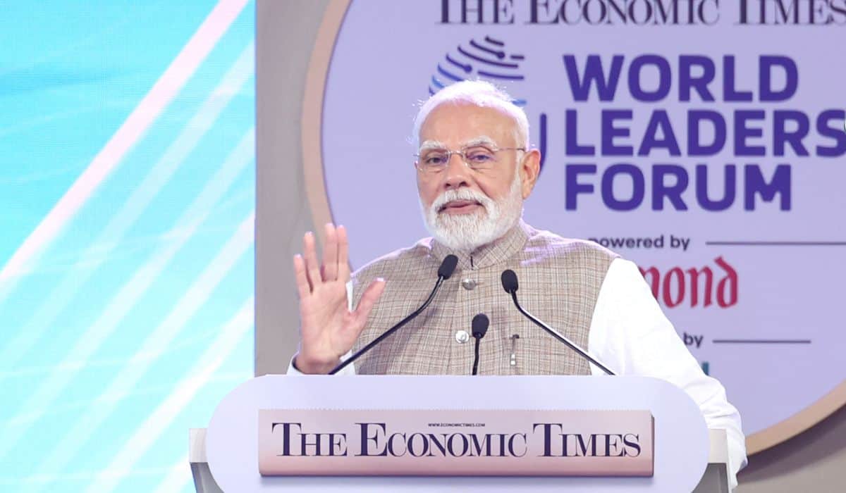 Prime Minister Shri Narendra Modi addresses the Economic Times World Leaders Forum in New Delhi