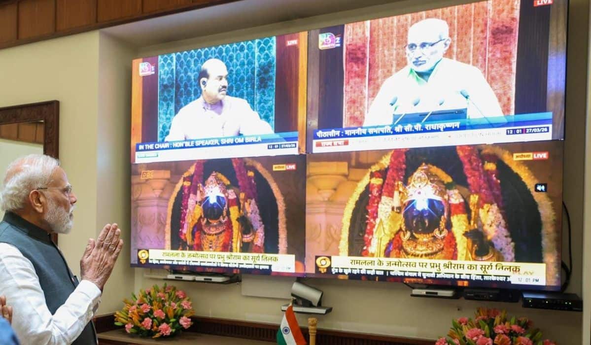 Prime Minister witnesses Surya Tilak at Shri Ram Janmabhoomi Mandir
