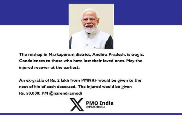 Prime Minister expresses grief over tragic mishap in Markapuram district of Andhra Pradesh