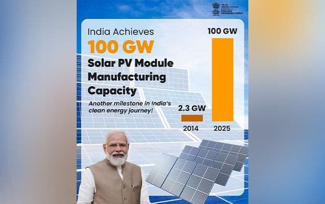 India Achieves Historic 100 GW Solar PV Manufacturing Milestone  