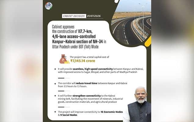 Union Cabinet approves six-lane Dwarka tunnel, Kanpur-Kabrai highway worth Rs 14,115 crore