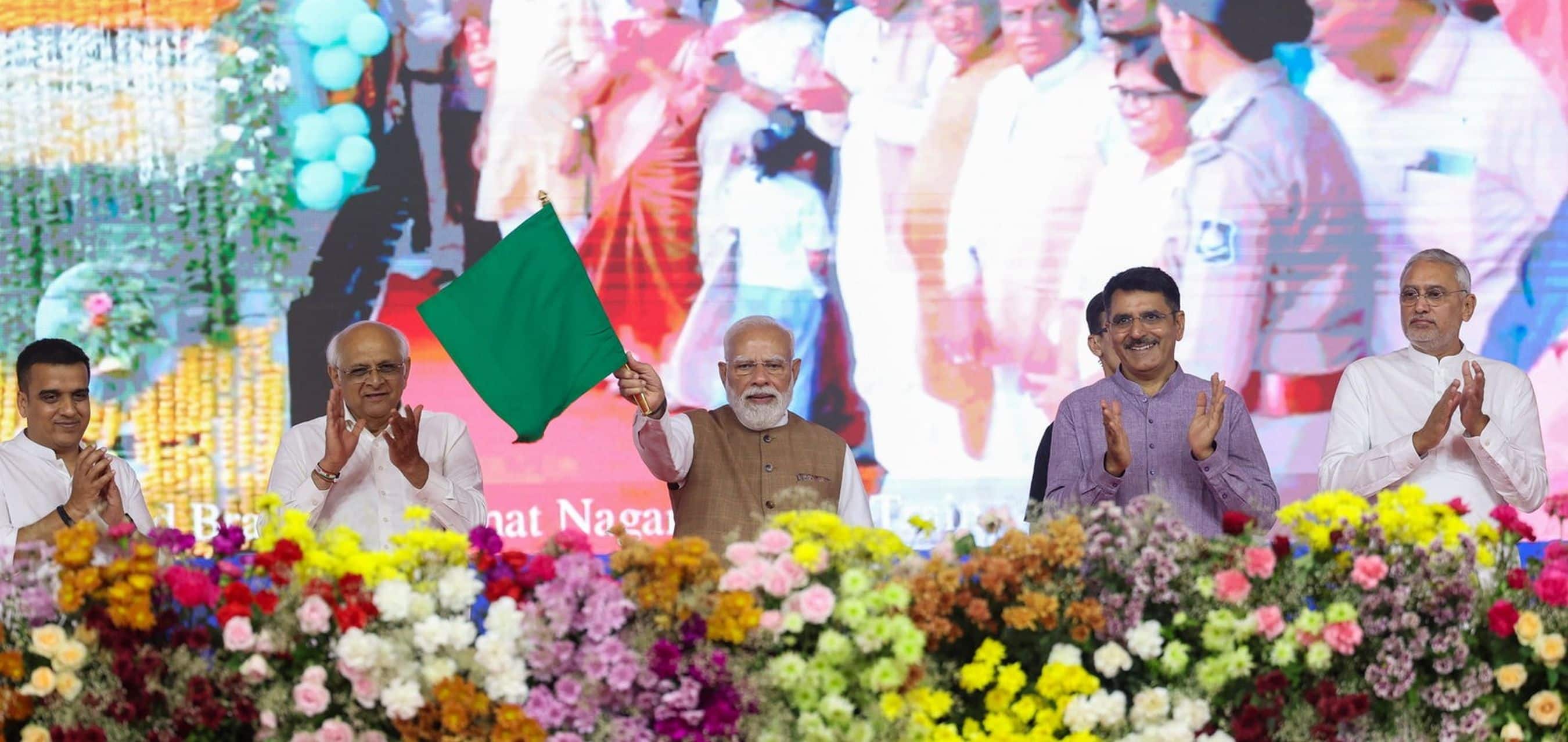 PM Modi lays foundation stone, inaugurates, and dedicates to the Nation development projects worth more than ₹20,000 crore in Vav-Tharad,Gujarat